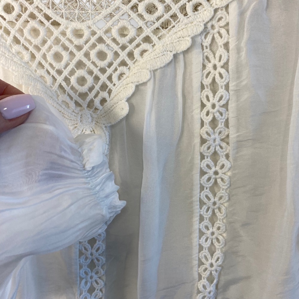 Bella Armore - Cream Silk Blend Boho Blouse - Size Medium - Picture 4 of 8